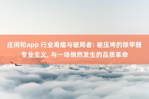 庄闲和app 行业毒瘤与破局者: 被压垮的除甲醛专业主义， 与一场悄然发生的品质革命