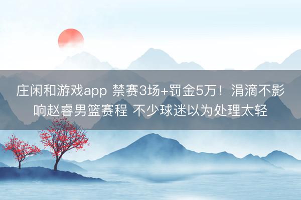 庄闲和游戏app 禁赛3场+罚金5万!涓滴不影响赵睿男篮赛程 不少球迷以为处理太轻